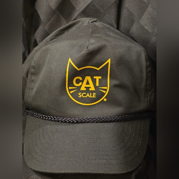 Vintage CAT SCALE Logo Snapback Trucker Truck Hat Black Nissin w/Rope O/S - Picture 2 of 14